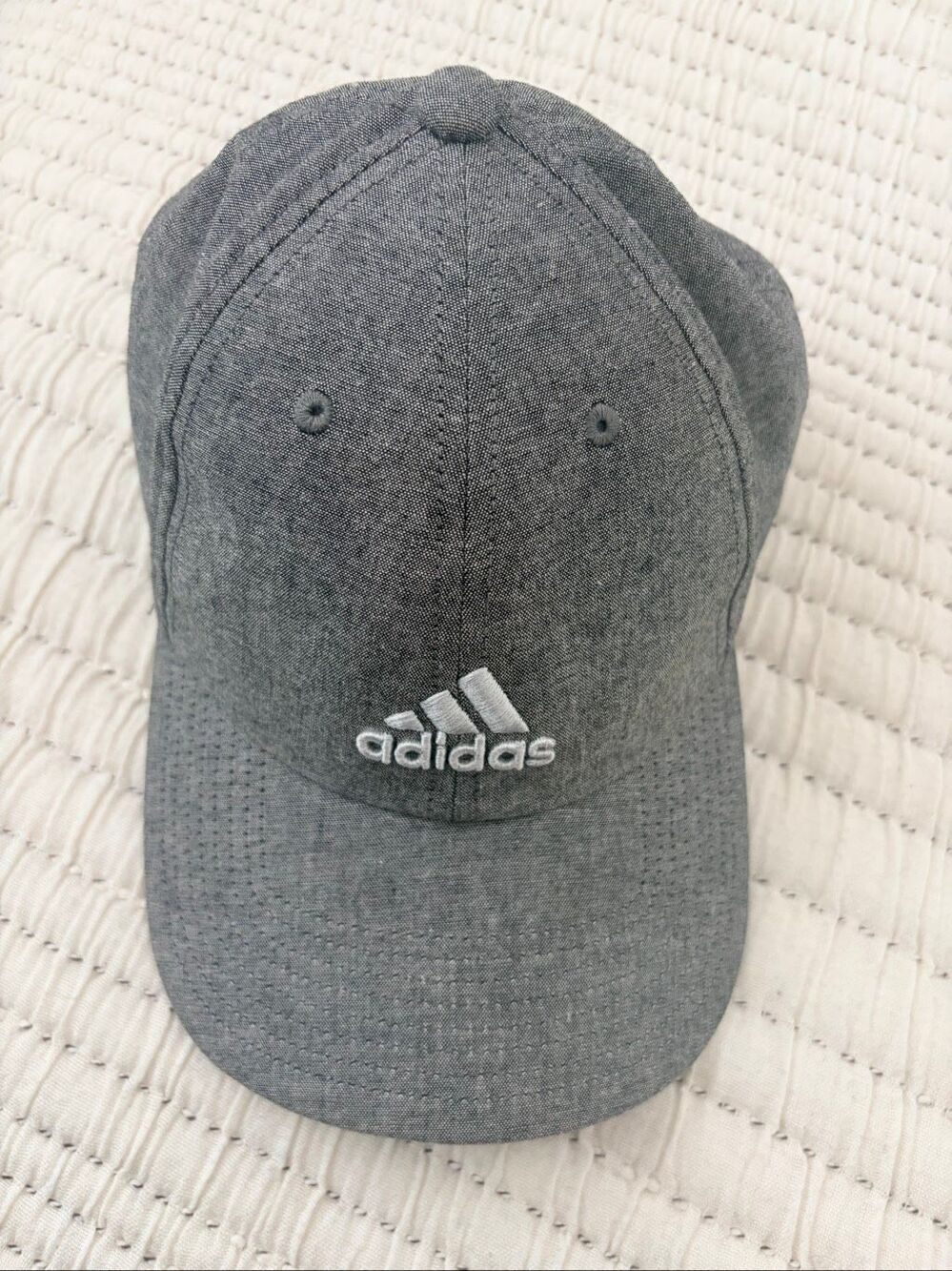 Adidas Gray Cotton Baseball Cap Adjustable Strapback Embroidered Logo